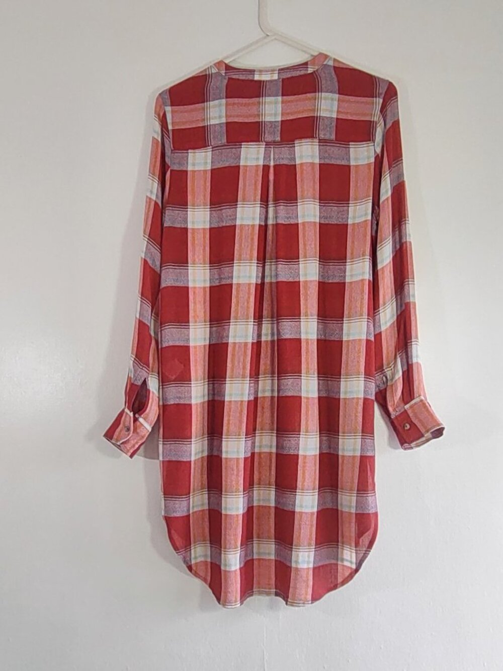 Anthropologie Akemi + Kin Lucie Red Plaid Tunic Top Shirt Size Small NWT - Picture 7 of 11